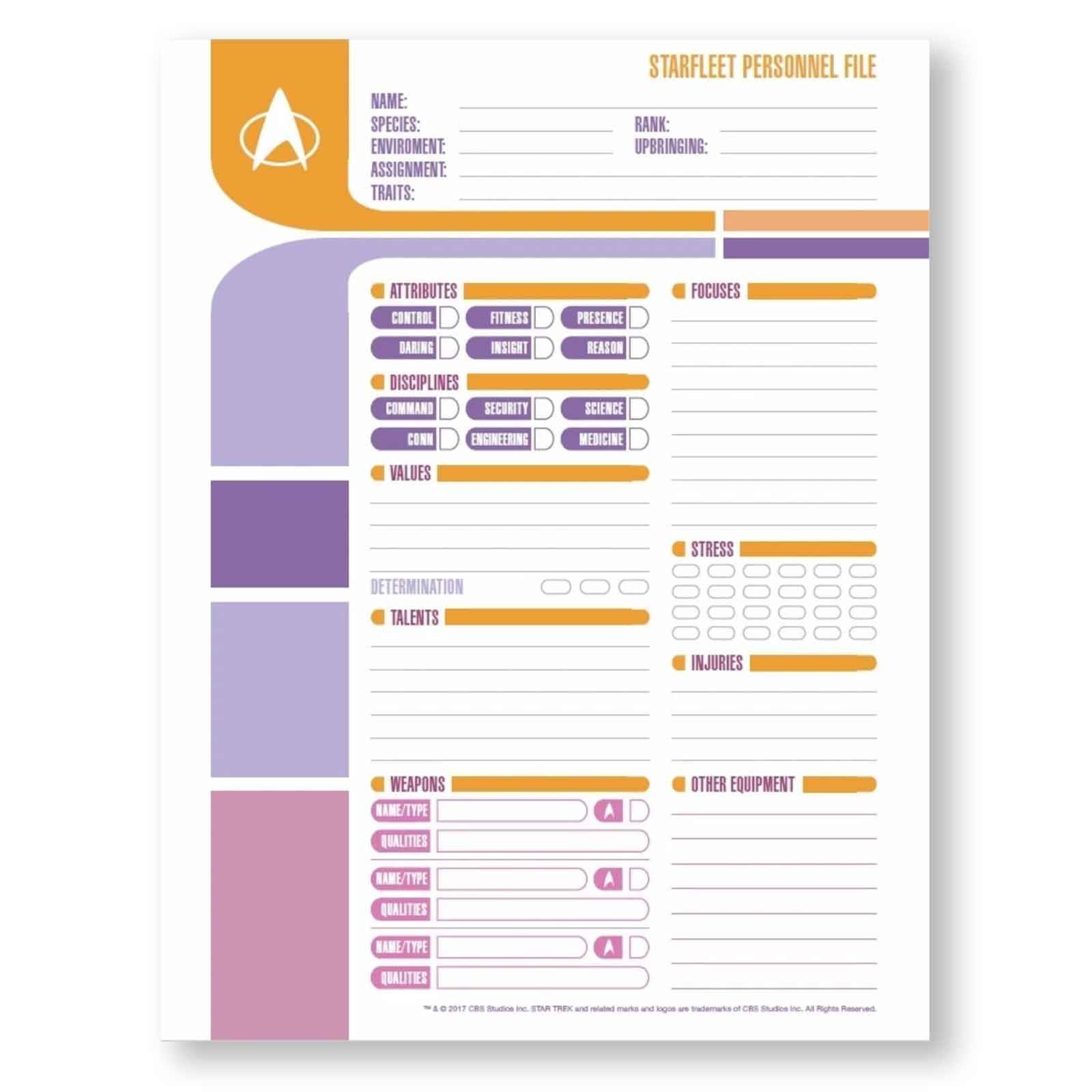 Star Trek Adventures RPG FREE PDF Character Sheets