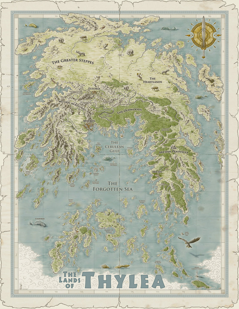 Odyssey of the Dragonlords: 	Odyssey of the Dragonlords: Double sided Map of Thylea & Mytros - Modiphius Entertainment