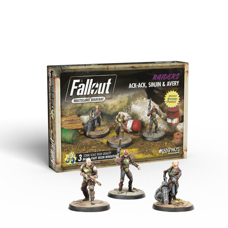 Fallout: Wasteland Warfare Wargame Miniatures - Ack Ack, Sinjin & Avery