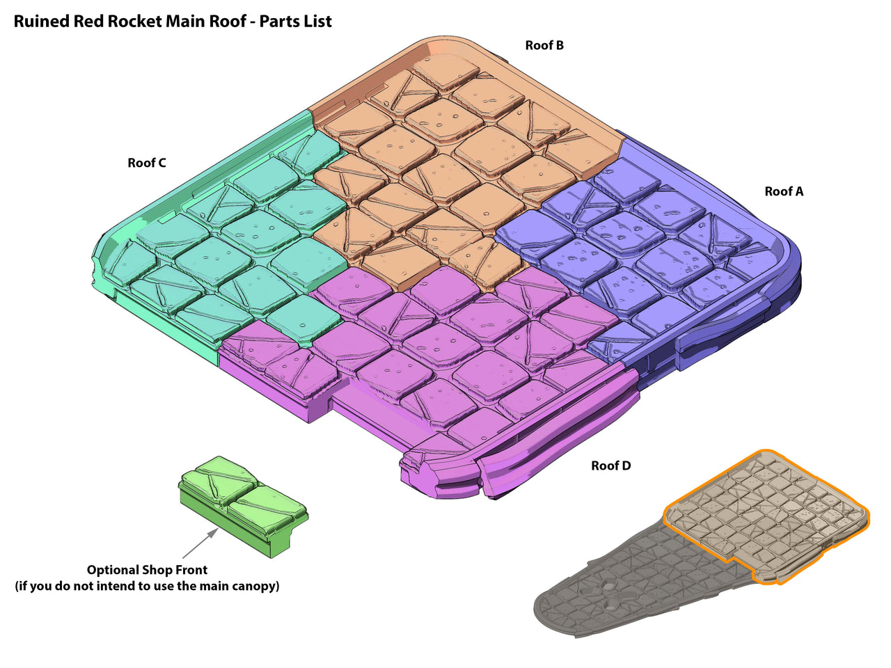 Preserved Red Rocket Main Roof - Parts List