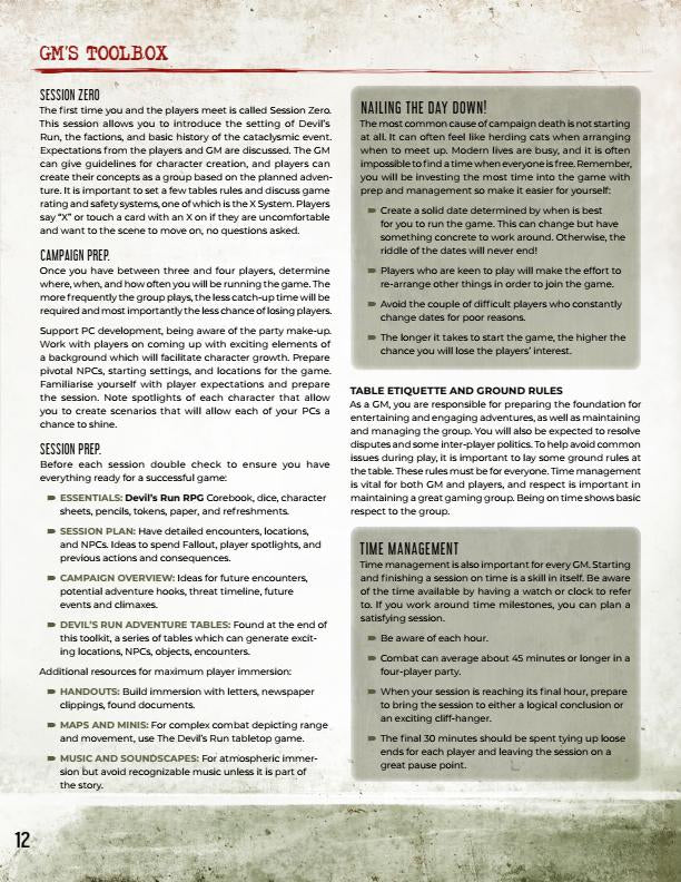 Devil’s Run Roleplaying Game GM Screen & Toolkit